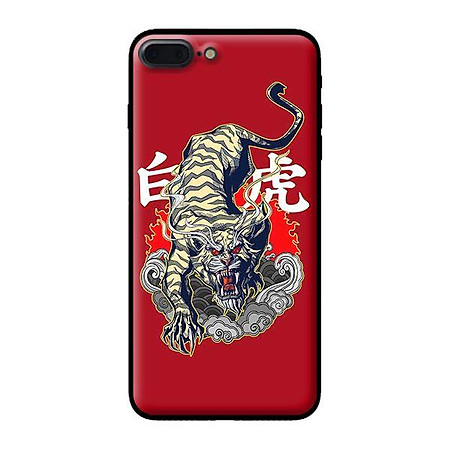 Ốp in cho iPhone 8 Plus Hổ Nền Đỏ - Hàng chính hãng