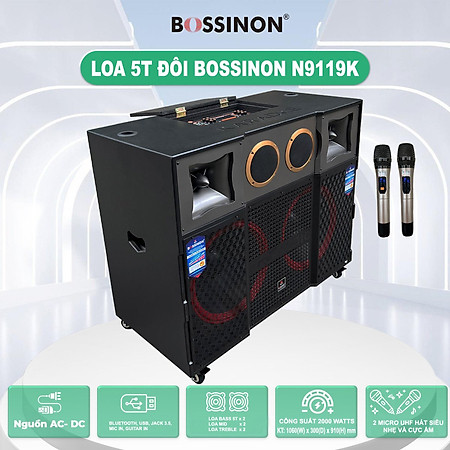 Loa tủ công suất lớn bass 50 đôi Bossinon N9119K - Công suất 3000W - Hàng Chính Hãng