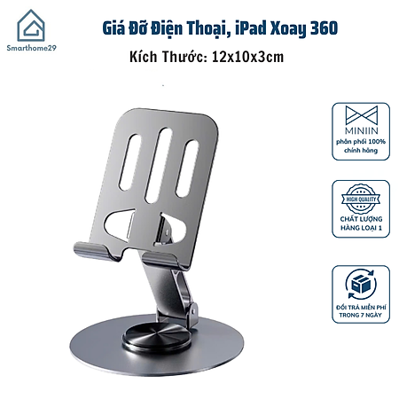 Giá Đỡ Điện Thoại, Máy Tính Bảng, Micofi Xoay 360 Gấp Gọn Nhôm, Để Bàn Livestream Xem Phim - HÀNG CHÍNH HÃNG MINIIN