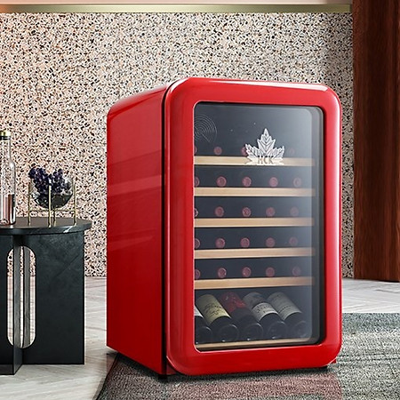 Tủ rượu vang HCK màu đỏ 22 chai có mặt kính (dung tích 70L) Hàng chính hãng