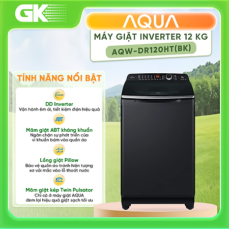 AQW-DR120HT(BK) - Máy giặt Aqua inverter 12.0kg AQW-DR120HT BK - Hàng chính hãng (chỉ giao HCM)