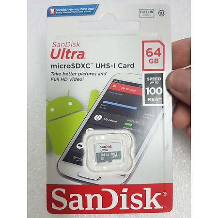 Thẻ nhớ điện thoại Micro SDXC SanDiskk UHS-1 64GB Class 10 - Hàng chính hãng