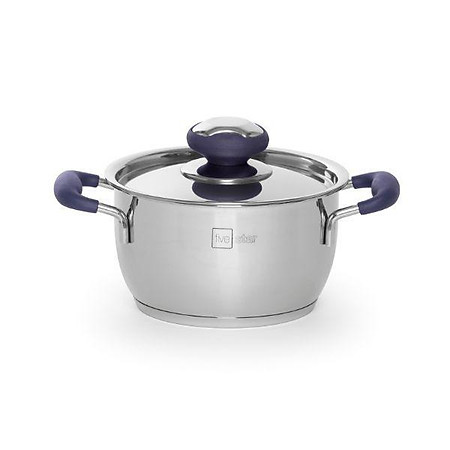 Nồi 3 đáy inox 430 Thân Cool Fivestar Standard quai silicon chống nóng nắp inox (  20cm )