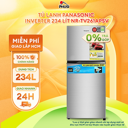 Tủ lạnh Panasonic Inverter 234 lít NR-TV261APSV - Chỉ giao tại HCM