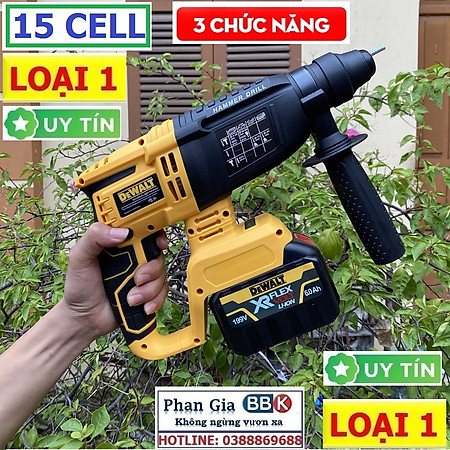 Máy Khoan Đục Bê Tông 199V - 3 Chức Năng: Khoan, khoan búa, đục - Động Cơ Không Chổ Than 100% Lõi Đồng