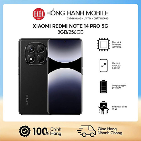 Điện Thoại Xiaomi Redmi Note 14 Pro 5G 8GB/256GB - Hàng Chính Hãng