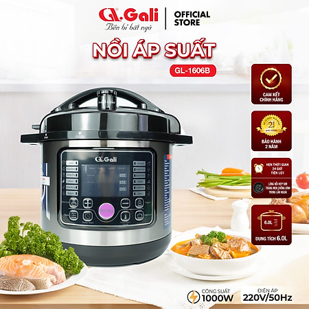 Nồi Áp Suất Điện Gali GL-1606B. Dung tích 6L, nồi đa năng 12 chức năng nấu. Thiết kế hiện đại, nhỏ gọn. Hàng chính hãng bảo hành 24 tháng.