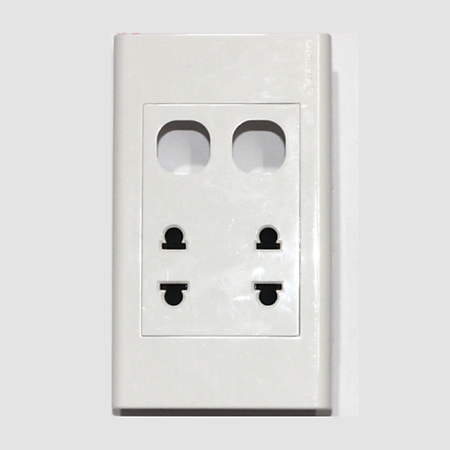 Ổ cắm đôi 2 chấu + 2 module hạt tròn Sino Vanlock S18U2XX