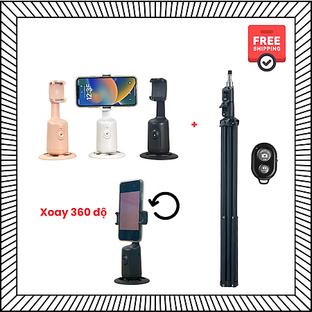 Gimbal xoay tự động P01 (Tặng Kèm Chân Cao Cấp 1m7+Remote) - Phụ kiện hỗ trợ Selfie quay video 360 độ, livestream - Hàng chính hãng