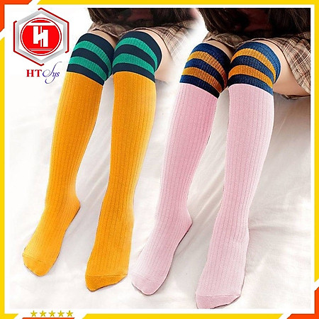 Set 10 Đôi Tất Dài Cho Bé Gái Freesize Tất Cổ Cao Mặc Váy - Tất Đùi Mặc Váy Cho Bé - Style Tất Hàn Quốc