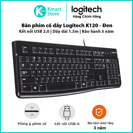 Bàn phím có dây Logitech K120-Hàng chính hãng