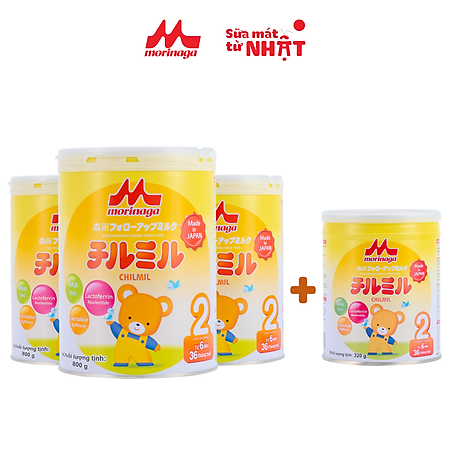Combo 3 lon Sữa Morinaga số 2 Chilmil 800g + 1 lon sữa Morinaga số 2 320gr