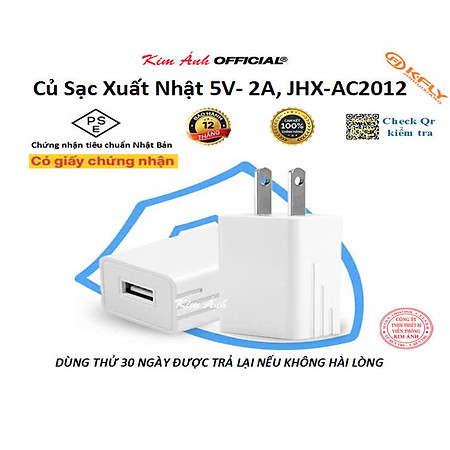 Củ sạc 2A xuất Nhật KFLY (JHX-AC2012), chứng nhận PSE tiêu chuẩn Nhật Bản, dùng thử 30 ngày, bảo hành hàng chính hãng 12 tháng