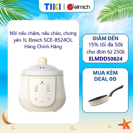 Nồi nấu chậm, nấu cháo, chưng yến 1L Elmich SCE-8524OL - Hàng Chính Hãng