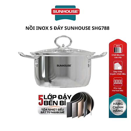 Nồi Inox 5 đáy Sunhouse SHG788-20 -24