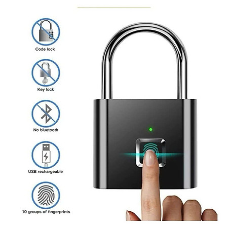 Ổ KhóIa Cảm Ứng Vân Tay Thông Minh – Mẫu Mới, Chống Trộm Chuyên Nghiệp, Có Sạc Pin, ĐÈN TRANG TRÍ