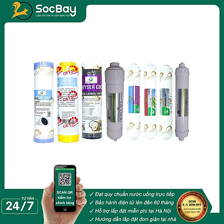Combo 8 lõi lọc nước dùng cho các dòng máy Nano Geyser, UF, Eco Crystal, Aqua... - Hàng Chính Hãng