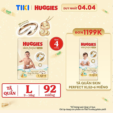 Tã quần Huggies Skin Perfect Mega Jumbo L88+4 với 2 vùng thấm giảm kích ứng da