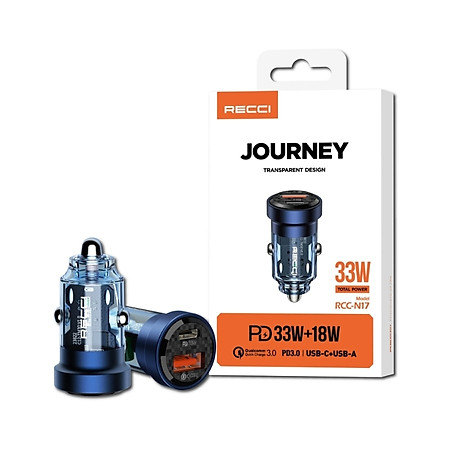 Củ sạc nhanh trên ô tô PD33W RECCI RCC-N17 Hàng chính hãng