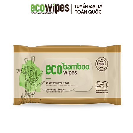 Khăn giấy ướt cao cấp EcoWipes vải sợi tre sinh thái Bamboo không mùi có thể phân hủy trong môi trường