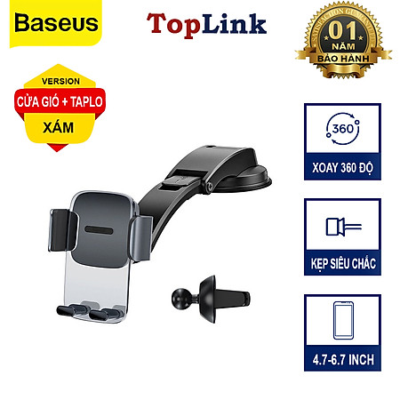 Giá Đỡ Kẹp Điện Thoại Trên Ô TÔ Xe Hơi Baseus Gắn Cửa Gió Hoặc TapLo Xoay Điện Thoại Ngang Dọc 360 Độ - Hàng Chính Hãng