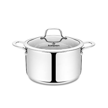 Nồi Inox 304 thân đáy đúc liền 3 lớp Kalpen Kazler 24cm dung tích 6.5L, đáy từ, vung kính chuẩn Đức - Hàng chính hãng