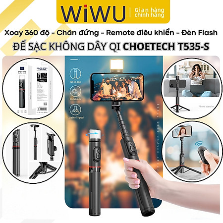 Gậy chụp ảnh selfie 3 chân hiệu HOTCASE WIWU Sharp Film remote bluetooth Xoay 360 độ có đèn flash tích hợp tripod, gập gọn, pin sạc type C, đèn trợ sáng Phụ Kiện - Hàng nhập khẩu