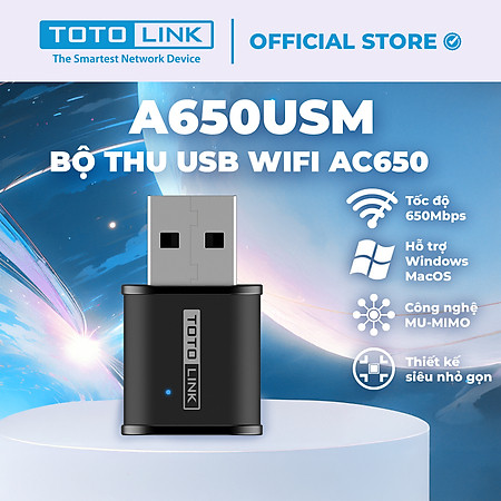 TOTOLINK A650USM - USB Wi-Fi mini băng tần kép AC650 Hàng chính hãng