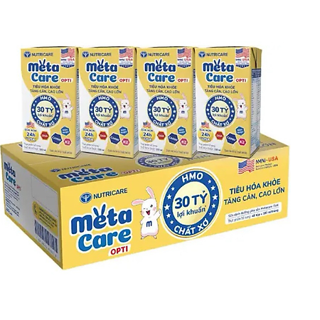 Thùng sữa nước pha sẵn Nutricare Metacare - phát triển toàn diện cho trẻ từ 1 tuổi (180ml x 48 hộp)