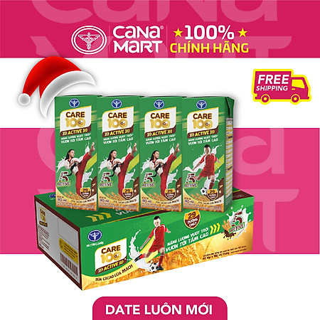 Thùng sữa nước ca cao lúa mạch Nutricare Care 100 Active giúp trẻ phát triển chiều cao (180ml)