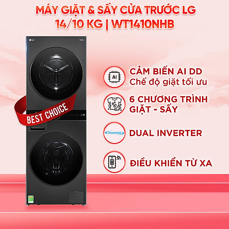 WT1410NHB - Tháp giặt sấy compact với bộ điều khiển trung tâm WT1410NHB - Hàng chính hãng (chỉ giao HCM)