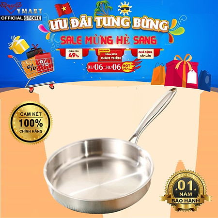 Chảo inox TRIMAX 3 Lớp 28Cm Seka SK6040 - Chảo inox Cạn Lòng Dùng Cho Mọi Loại Bếp - Hàng Chính Hãng