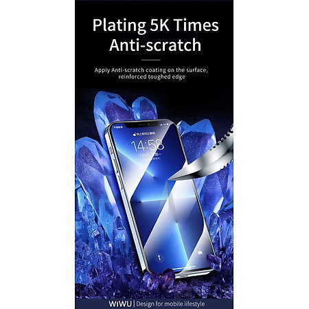Kính cường lực Wiwu tự lấy bụi Dành Cho Iphone Có Màng Che Loa, Chống Vân Tay, Chống Dầu - Hàng Chính Hãng