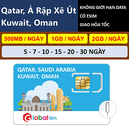 SIM DU LỊCH QATAR, Ả RẬP XÊ ÚT (SAUDI ARABICA), KUWAIT, OMAN (HÀNG CHÍNH HÃNG)