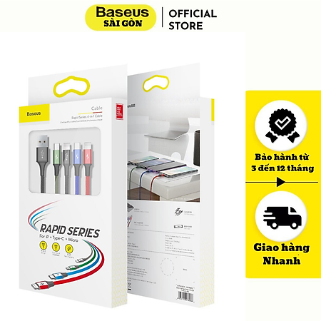 Cáp sạc đa năng 4in1 Baseus Rapid Series CA1T4 3.5A 1.2M USB to 2 L+T+M- hàng chính hãng