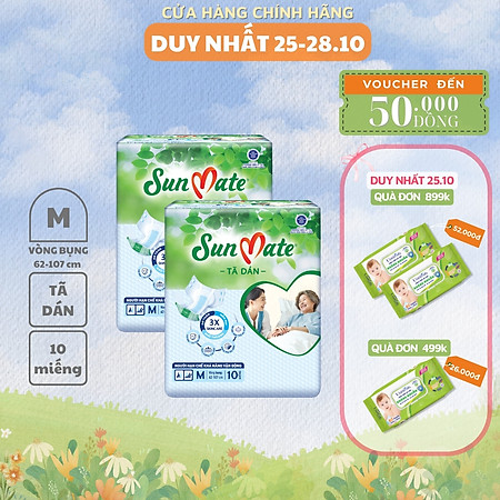 Combo 2 - Tã dán người lớn SunMate mới size M10/L10/XL10