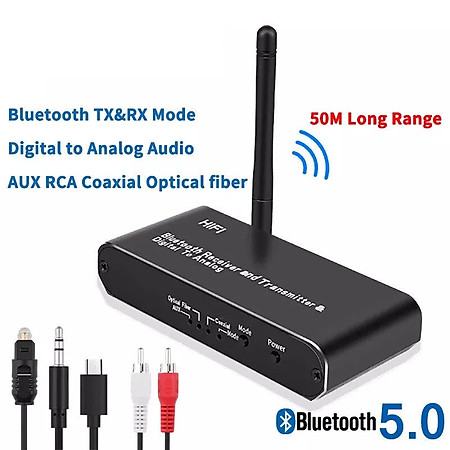ROGTZ - Bộ thu phát Bluetooth 5.0 D09 Hỗ trợ A2DP AVRCP Kết nối đa dạng Android/IOS/PC/Laptop/Tablet/Máy chơi game Optical analog Coaxial AV3.5 Nhỏ gọn Dễ sử dụng Hàng Chính Hãng