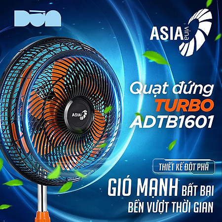 Quạt đứng Asia TURBO 6 cánh 80w - bán công nghiệp - Màu đen - Hàng chính hãng