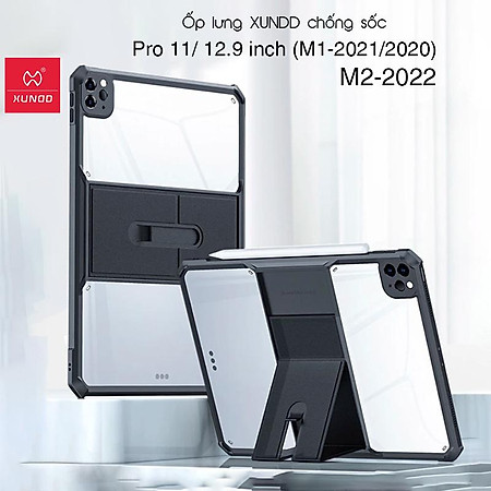 Ốp lưng cho iPad A16 Gen 11 , Air 11inch M3 , Pro 11 Inch M4, Air 6 11inch M2, Ipad Pro 13inch M4 2024, Gen 7/8/9, Gen 10, Pro 11/ 12.9 inch (M2-2022/M1-2021/2020), Mini4/5, Mini6 Chống shock, TPU chính hãng XUNDD có giá đỡ 3 chế độ - Hàng chính hãng