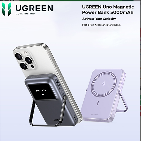 Pin Sạc Dự Phòng Không Dây M.agsafe Uno Magnetic Ugreen PB571 5000mAh, Chuẩn Qi 7.5W - Hàng chính hãng