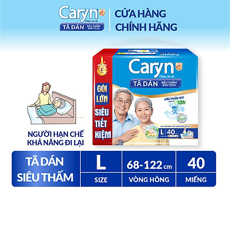 Tã Dán Siêu Thấm Caryn Gói Siêu Tiết Kiệm L40 (40 Miếng)