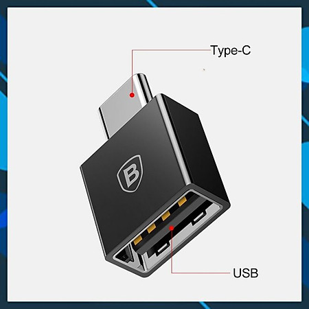 Đầu Chuyển Đổi OTG Sạc Nhanh, Truyền Dữ Liệu 2.4A Baseus Mini USB Female To Type-C Male Adapter Converter-Hàng Chính Hãng