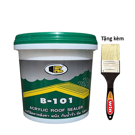 Keo chống thấm, chống dột mái nhà, tường nhà, boong tàu, ban công... Bosny Acrylic Roof Sealer B101- Nhập khẩu Thái Lan (Tặng kèm cọ quét)-Màu trắng