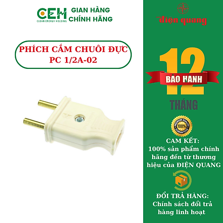 Phích cắm chuôi đực Điện Quang PC 1/2A-02