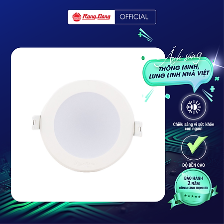 Đèn LED âm trần Downlight chính hãng Rạng Đông Model: AT06.V3 chất lượng ánh sáng cao, thân vỏ nhôm bọc nhựa liền khối, tản nhiệt tốt.