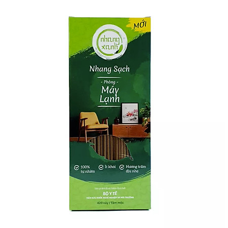 Nhang Sạch Phòng Máy Lạnh - Ít khói - Hương trầm dịu nhẹ - Chân tăm mộc - Nhang Xanh - 300g - 20cm