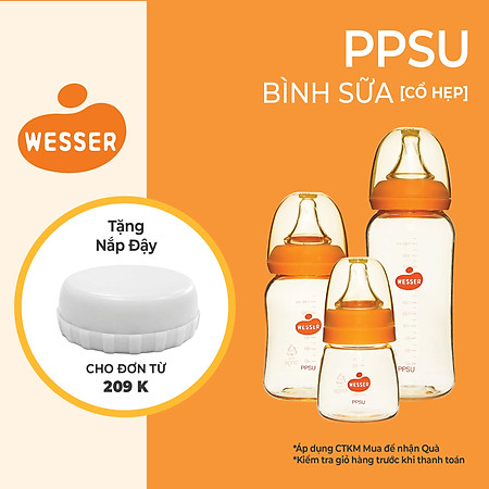Bình sữa cổ hẹp PPSU Wesser 60ml/140ml/250ml