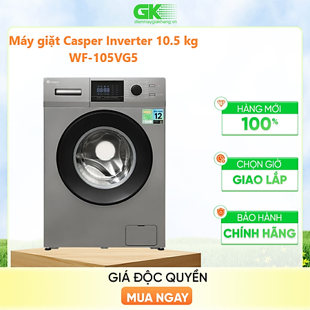 Máy giặt Casper Inverter 10.5 kg WF-105VG5 - HÀNG CHÍNH HÃNG - CHỈ GIAO HCM