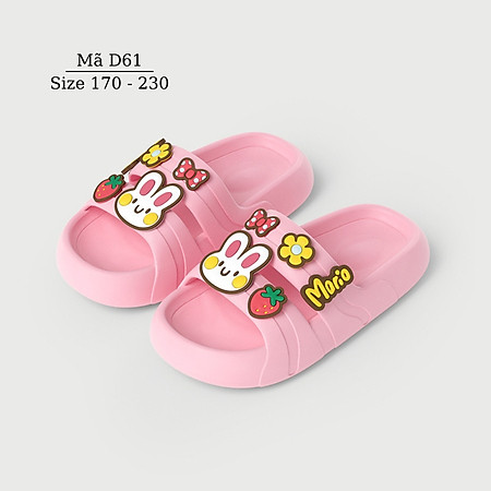 Dép Mario cho bé gái 4 - 12 tuổi thỏ hồng xinh xắn dễ thương đế EVA siêu nhẹ chống trơn trượt thời trang trẻ em mùa hè D61