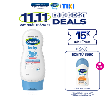 Sữa tắm dưỡng ẩm dịu lành cho bé Cetaphil Baby Moisturizing Bath & Wash 230ml